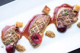 seared foie gras w pickled cherries