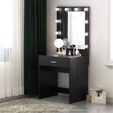 Shop Makeup Vanity With Lighted Mirror Dressing Table Dresser Desk For Bedroom Stool Not Included Overstock 25628566