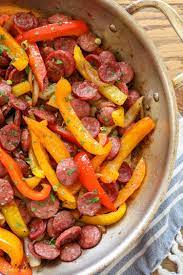 smoked sausage with peppers and onions