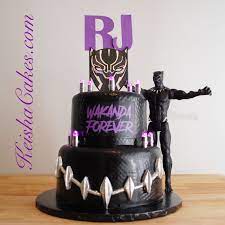 This helps harden the fondant and allows it to keep it's shape. Black Panther Birthday Cake Covered In Textured Black Fondant Edible Image Mask Edible Fondant Necklace And Pur 6th Birthday Cakes Panthers Cake Marvel Cake