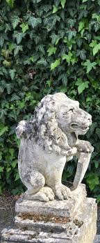 Pair Of Stone Lions Garden Ornaments
