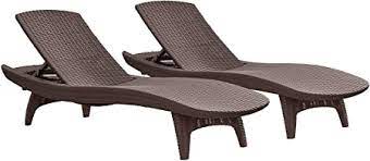 2 out of 5 stars with 1 ratings. Amazon Com Keter Set Of 2 Pacific Sun Lounge Outdoor Chaise Pool Chairs With Resin Rattan Look And Adjustable Back Brown Garden Outdoor