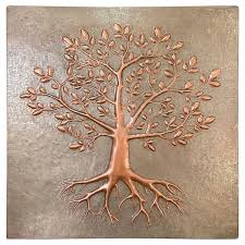 Wall Art Copper Tree Tile Mural Tree