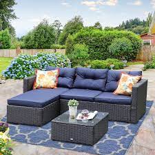 3 piece outdoor rattan sectional sofa
