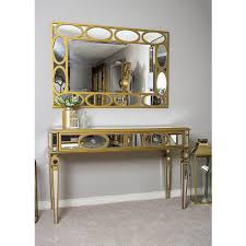 gold mirrored console and mirror set