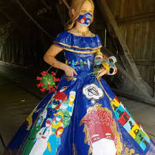 diy coronavirus themed prom dress made