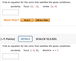 Solved Find An Equation For The Conic