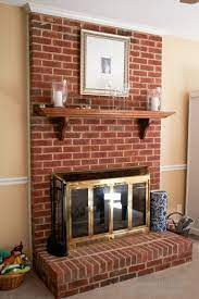 red brick fireplace makeover