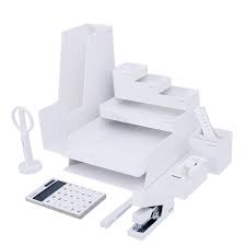 Nusign 14 Pcs All In One Mesh Desk Organizer Set Office Supplies Gift Set Includes File Organizer Pen Holder Basic Calculator Stapler Scissors