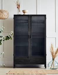 black fluted glass double display