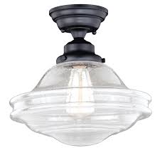 Shop Huntley Oil Rubbed Bronze Farmhouse Semi Flush Mount Ceiling Light With Clear Glass 12 In W X 11 75 In H X 12 In D Overstock 20906782