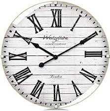 Wall clocks are the keepers of time. Amazon Com Westzytturm Modern Farmhouse Wall Clock 16 Inch With Curved Glass Cover Rustic Wooden Clock Battery Operated Silent White Wood Wall Clock Roman Numerals For Living Room Home Decor Bedroom Office Home Kitchen