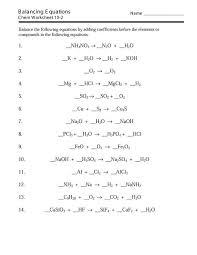 balancing equations worksheets and answers
