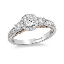 Enchanted Disney Jasmine 1 Ct T W Diamond Three Stone Engagement Ring In 14k White Gold