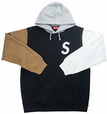 Fw19 supreme text stripe zip up hooded sweatshirt dark green hoodie size l large. Rare Supreme S Logo Color Blocked Hooded Sweatshirt Black Box Logo Hoodie