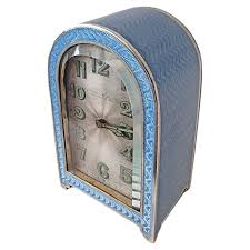 blue guilloche enamel boudoir clock