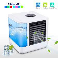 The fact that you can just pour water in them, stick in the usb cable, and enjoy a cooling air with no crazy installation and venting is why these small portable air coolers are so ridiculously popular. Mini Air Conditioner Cooling Portable Air Cooler Humidifier Purifier For Home Room Offic 3 Speeds Desktop Quiet Air Cooling Fan Fans Aliexpress