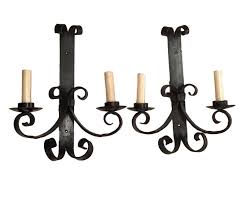 Set Of Black Wrought Iron Sconces Sold