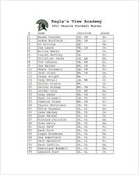 Football Depth Chart Template Football Roster Football