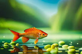 goldfish in the pond green peas water