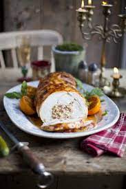 Priest with a scroll rolled up. Boned And Rolled Maple And Orange Glazed Turkey With Apple And Smoked Bacon Stuffing Donal Skehan Eat Live Go