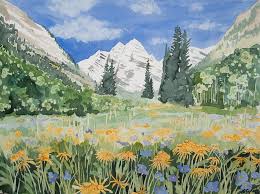 Watercolor- Maroon Bells Summer Landscape Painting by Cascade Colors - Fine  Art America