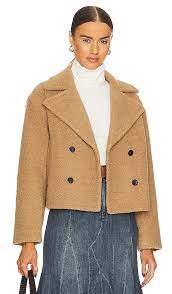 Theory Faux Fur Peacoat In Light Cocoa