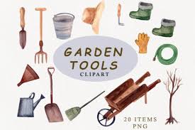 Garden Tools Watercolor Clipart