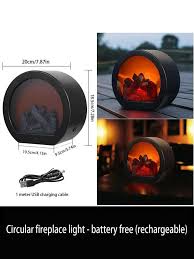 Round Fireplace Lamp Battery Free