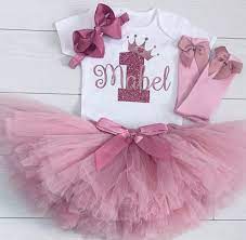 1st Birthday Outfit Girl Personalised gambar png