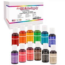 12 Color Cake Food Coloring Liqua Gel Decorating Baking Set Us Cake Supply 75 Fl Oz 20ml Bottles Primary Popular Colors Made In The Usa
