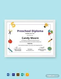 Free Preschool Diploma Certificate Template Word Psd