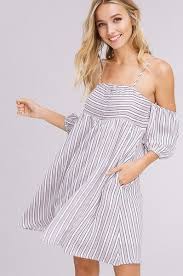 Listicle Textured Striped Off The Shoulder Dress In Pink In