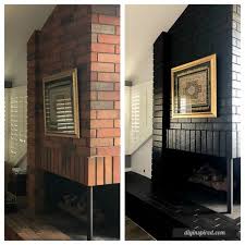 Painted Black Brick Fireplace Brick