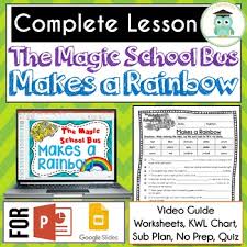 Magic School Bus Makes A Rainbow Video Guide Sub Plan Worksheets Light Color