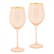 rose crystal wine glass set of 2