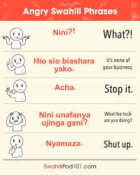 Learn Swahili - SwahiliPod101.com - ?? What's the Most Common Angry Word  or Phrase in Swahili? PS Learn more Swahili words and phrases by studying  with SwahiliPod101:  https://www.swahilipod101.com/?src=social_angry_image_062319 #Angry  #Swahili | Facebook