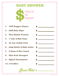 Printable Price is Right Girls Baby Shower Game