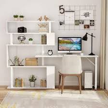 White Rotating Computer Desk With 5