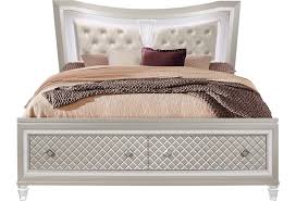 Headboard and footboard are thickly, sumptuously padded. Global Furniture Paris Glam King Upholstered Bed With Footboard Storage And Led Light Value City Furniture Upholstered Beds