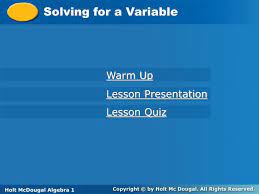 Ppt Solving For A Variable Powerpoint