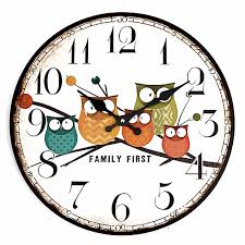 12 Wooden Owl Wall Clock Large Vintage
