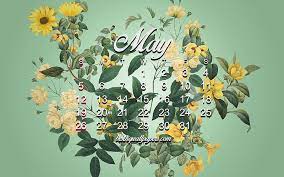 2019 may calendar white flowers