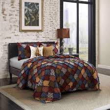 Black Grey Red Quilts Bedding