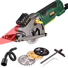Circular Saw Teccpo Compact Circular Saw With Laser Guide 3 Saw Blades Scale Ruler And 4amp Pure Copper Motor Suitable For Wood Tile 3 1 3