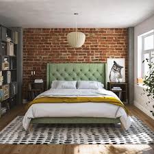 Green Linen Queen Upholstered Bed