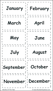 free printable months of the year