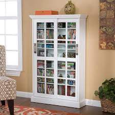 White Dvd Storage Cabinet Glass