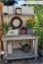 Potting Bench Decorated For Fall Still