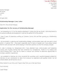 Relationship Manager Cover Letters Under Fontanacountryinn Com
